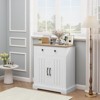 Storage Cabinet with 2 Doors, Modern Farmhouse Sideboard Buffet Cabinet with Drawer & Adjustable Shelf for Living Room, Kitchen, Bedroom - 3 of 4