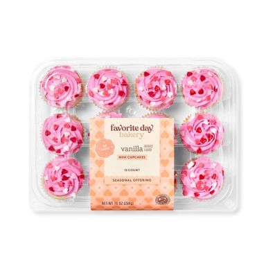 Valentine's Vanilla Mini Cupcakes - 10oz/12ct - Favorite Day™