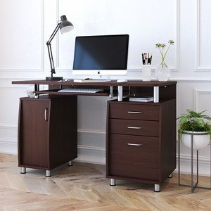 NicBex Home Office Desk 51.25" L Morden Writing Desk with 2 Drawers, 1 Cabinet, 2 Open Shelves, Wooden Desktop and Legs for Study and Work - 1 of 4