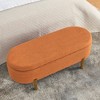 CAVINAS Oval Storage Ottoman Bench with Rubber Wood Leg, Ottoman with Storage, Ottoman Foot Rest for Bedroom - 2 of 4