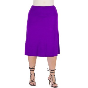 24seven Comfort Apparel A Line Elastic Waist Knee Length Plus size Skirt - 1 of 4