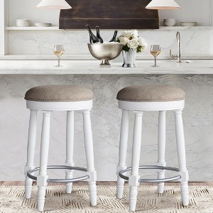 Lyngins Set of 2 Swivel Bar Stools,26" Counter Height Barstools with Fabric Upholstered Seat,Bar Chairs for Kitchen Dining Living Rooms - 1 of 4