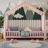 Merax Montessori Floor Bed with Canopy and Full Safety Railings - 2 of 4