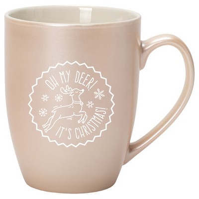 Elanze Designs Oh My Deer! It Is Christmas! Precious Pearl 10 ounce New Bone China Coffee Cup Mug