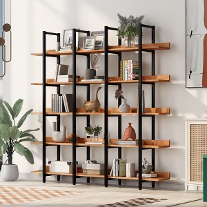 Whisen Vintage Industrial Style Bookcase with Metal Frame and MDF Board, Home Office Open Bookshelf - 1 of 4