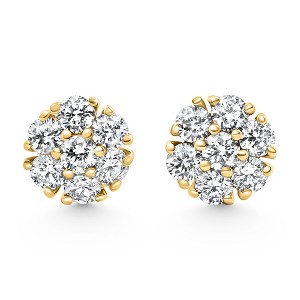 Pompeii3 3/4Ct Diamond Cluster 7-Stone Pave Studs Screwback Earrings 14k Gold Lab Created - 1 of 3