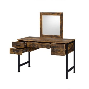 Acme Furniture Juvanth Vanity Table Rustic Oak/Black Finish - 1 of 4