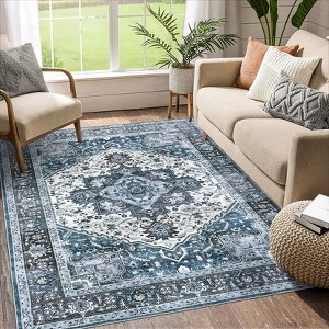 Area Rug Non Slip Non Shedding Rug Modern Boho Vintage Low Pile Foldable Rugs Stain Resistant Carpet for Bedroom Living Room Kids Room - 1 of 4