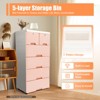 YIYIBYUS 5-Tire Modern Freestanding Plastic Cabinet with 6-Drawers and 4-Wheels, Pink - 4 of 4