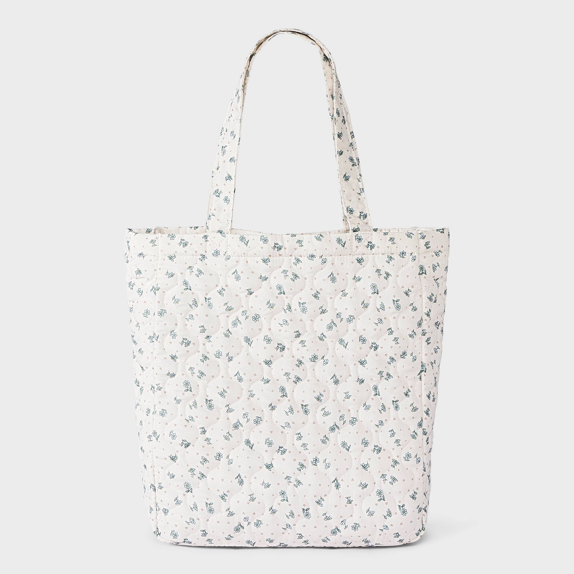 Girls' Floral Printed Tote with Quilting - art class™ Cream