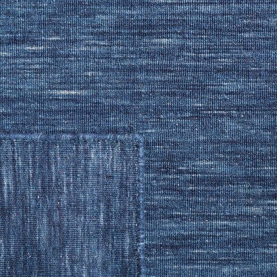 Navy Blue Handmade Wool and Cotton Flatweave Rug, 3' x 5'