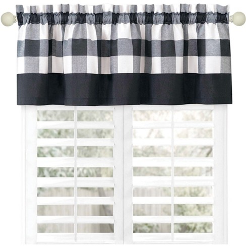 Collections Etc Farmhouse Buffalo Plaid Window Treatment Valance Black ...