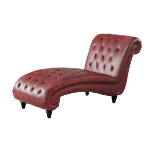 Almont Bonded Leather Tufted Chaise Red - Abbyson Living