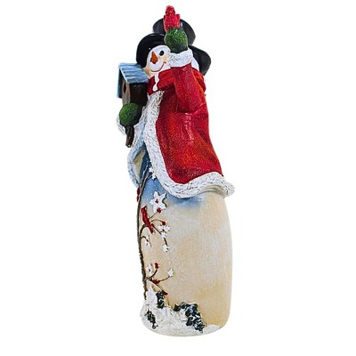 Festive Red and White Resin Snowman Figurine with Tree Scene