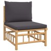 vidaXL 4-Piece Bamboo Patio Lounge Set with Comfortable Dark Grey Cushions - Durable Outdoor Furniture - Includes Strong Table for Meals and Decor - 4 of 4