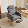 Modern Accent Rocking Recliner Armchair With Wood Legs,Teddy Fabric High Backrest Nursery Rocking Chair With Side Pocket And Leg Rest-Cuddlewood - 2 of 4