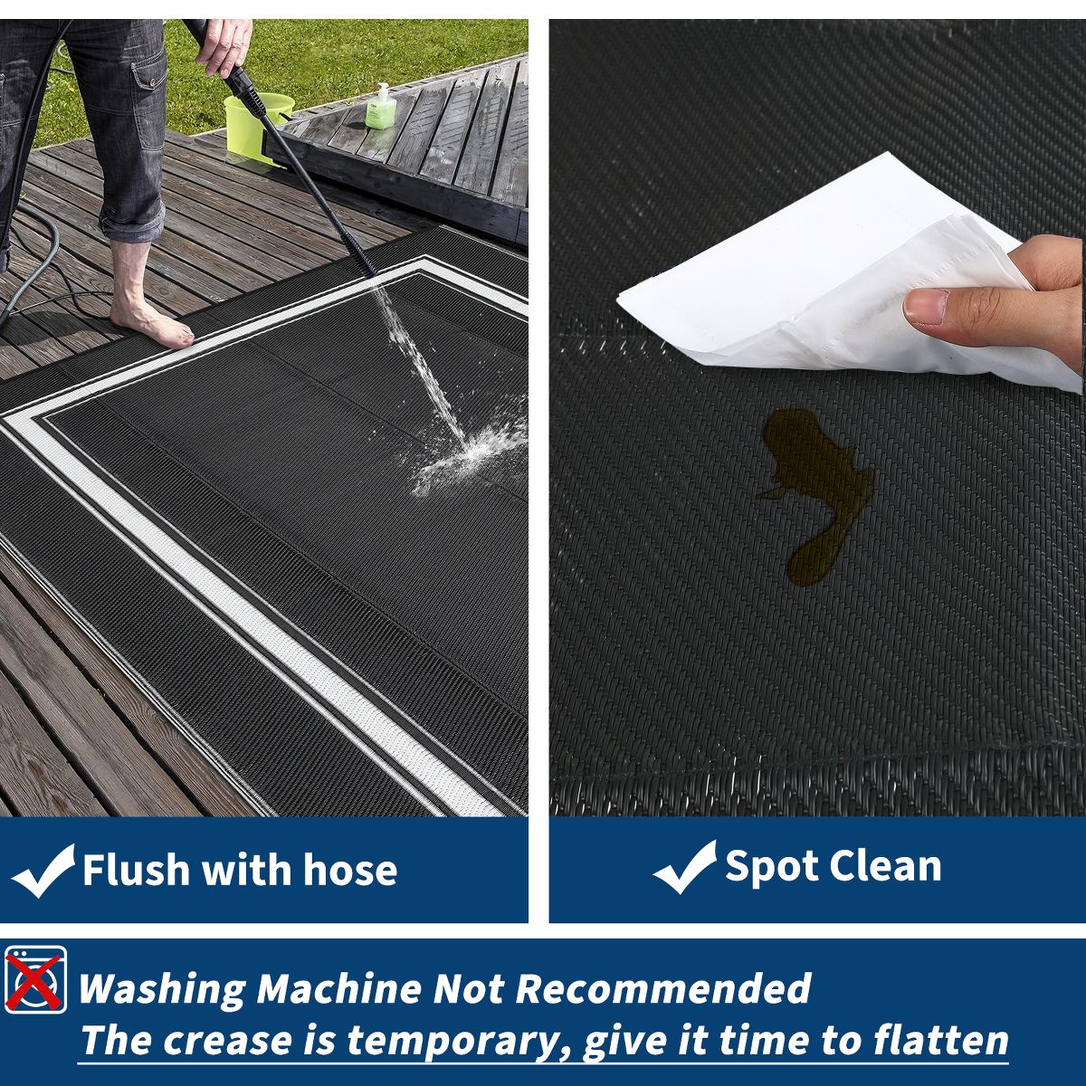 Garvee Outdoor Rug, Waterproof Reversible Modern Border Rugs, Plastic Straw Rug for Patio Balcony RV Camping - thumbnail 4