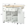 PexFix 39.8in. L x 33.7in. H Kitchen Island Kitchen Storage Island with Drop Leaf & Wine Rack & Adjustable Storage in White - 3 of 4