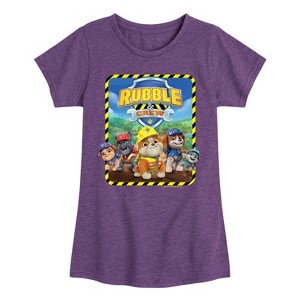 Girls' - Paw Patrol - Rubble & Crew Construction Group Fitted Short Sleeve Graphic T-Shirt - 1 of 4
