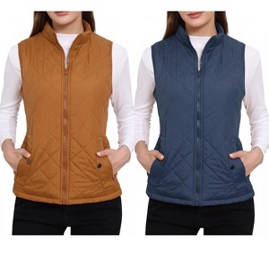 INSPIRE CHIC Women's Stand Collar Lightweight Gilet Quilted Zip Vest 2 Packs - 1 of 4
