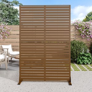 PexFix 72 in. x 47 in. Brown Metal Freestanding Privacy Screen Garden Fence For Deck Patio Balcony Outdoor Privacy Panel Square Design - 1 of 4