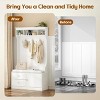 SEVOBAL Freestanding Coat Racks Farmhouse Hall Tree with Bench and Storage, Entryway Organizer with 7 Hooks for Farm Lovers, White, 70.9"*40.1"*19.7" - 2 of 4