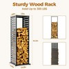 FONTOI 4ft Firewood Rack Fire Wood Storage Heavy Duty Log Rack Outdoor Indoor with Hooks Adjustable Feet Holder Warm Winter, Black, 14.8"*14.8"*44.1" - 4 of 4
