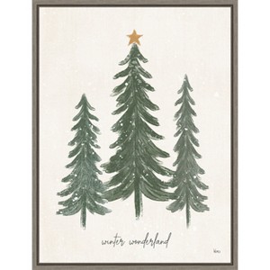 Amanti Art Woodland Christmas Trees by Veronique Charron Canvas Wall Art Print Framed 23 x 30-in. - 1 of 4