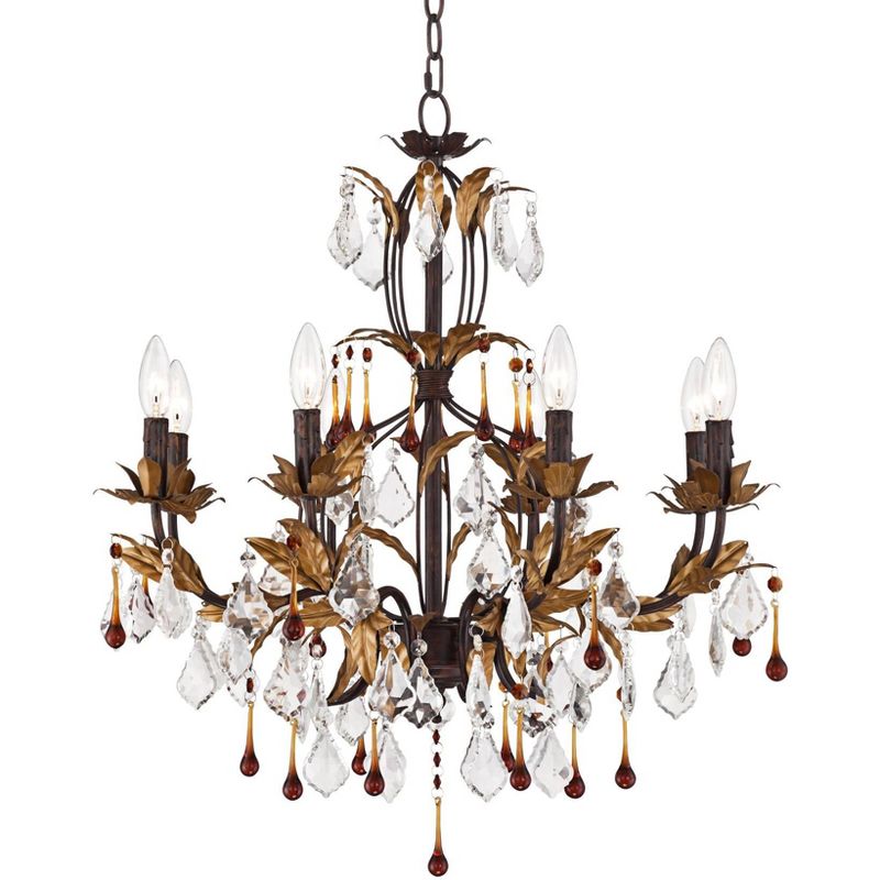 Kathy Ireland Venezia Golden Bronze Chandelier Lighting 26" Wide Rustic French Clear Amber Crystal 8-Light Fixture for Dining Room Home Kitchen Island, 1 of 11
