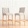 31" Contemporary Tufted Fabric Wingback Counter Stools, Set of 2, Coffee Gray with Natural Legs, Stylish and Comfortable Bar Seating - 2 of 4