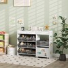 Qaba Toy Storage Organizer with 6 Shelves and 11 Fabric Bins, Moveable Cabinet and 3 Stickers, Toy Organizer for Nursery, Playroom, Bedroom, White - 2 of 4