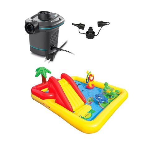 Intex 120V Electric Air Pump & Intex Inflatable Dinosaur Play Center Kids  Pool