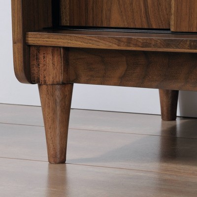 Grand Walnut Adjustable 70'' Bookcase with Sliding Doors