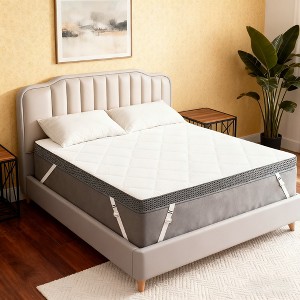 Dyonery High-Density Extra Firm 3 Inch Memory Foam Mattress Topper for Queen Size Bed, Pressure Relief & Washable Cover - 1 of 4