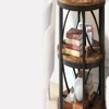 SEVOBAL End Tables Three Tier Half Moon Table with Industrial Frame and Open Storage for Living Room Bedroom, Deep Rustic Brown, 25.98"*29.92"*4.33" - 2 of 4