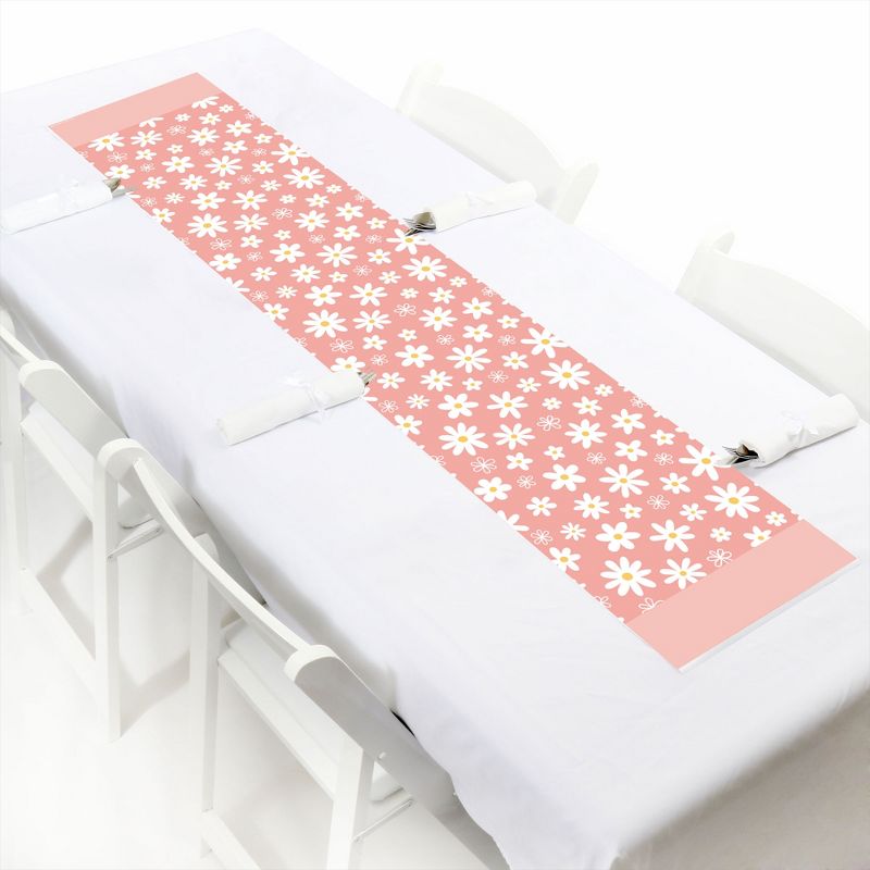 Big Dot of Happiness Pink Daisy Flowers - Petite Floral Party Paper Table Runner - 12 x 60 inches, 1 of 6