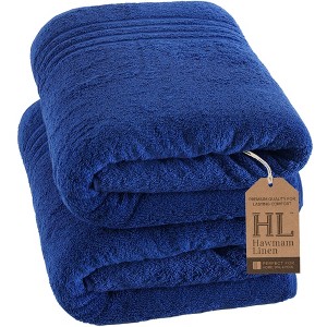 Hawmam Linen Jumbo Large Bath Sheets Towels 2-Pack 35 x 70 Inches Soft and Absorbent, Premium Quality 100% Cotton Towels - 1 of 4