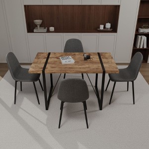 NicBex Dining Table Set for 4 Modern Dining Table with Wooden Tabletop, Geometric Legs and 4 Suede Chairs for Kitchen - 1 of 4