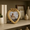 Decorative Heart Photo Frame with Roses Top Detailing - Ornate Frame Perfect for Tabletop, Living Room, Bedroom, Home Decor - Gold - 3 of 4