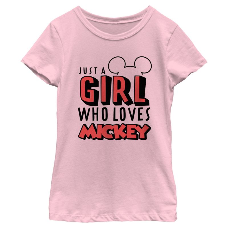 Girl's Mickey & Friends Girl Who Loves Mickey T-Shirt, 1 of 5