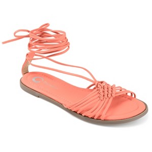 Journee Collection Womens Jess Ankle Wrap Low Block Heel Sandals Coral 8 - 1 of 4
