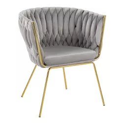 Braided Renee Velvet/Metal Accent Chair Gold/Silver - LumiSource