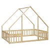 CAVINAS Full Size Wood House-Shaped Montessori Bed,Modern Floor Bed with Safety Guardrails,Toddler Bed for Bedroom - 4 of 4