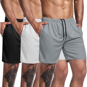 COOFANDY Men's 3 Pack Workout Gym Lightweight Bodybuilding Training Short Pants with Pockets - 1 of 4