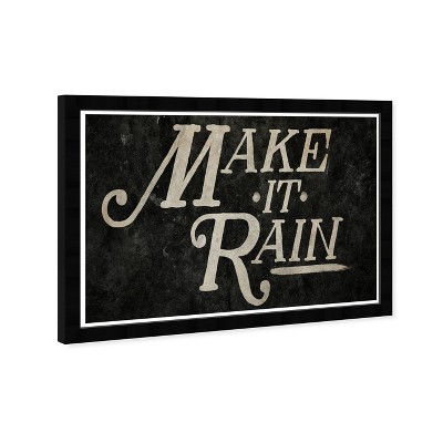 19" x 13" Make It Rain Motivational Quotes Framed Wall Art Black/White - Hatcher and Ethan: Modern Typography Decor