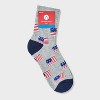 Women's Ribbed Cushioned American Flag Short Crew Socks - Heather Gray 4-10: Recycled Polyester, Knit, Banded Cuff - 2 of 3