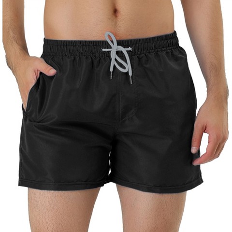 Lars Amadeus Men's Summer Drawstring Waist Solid Color Mesh Lining Swimming Board Shorts Orange 34