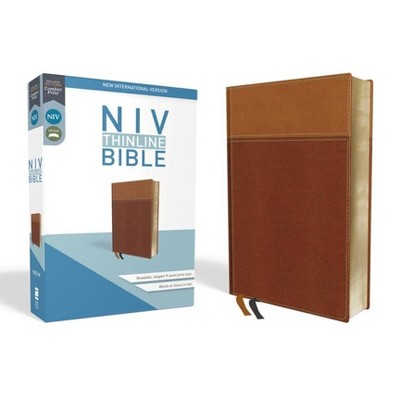 NIV, Thinline Bible, Imitation Leather, Tan, Red Letter Edition - by  Zondervan (Leather Bound)