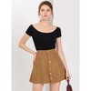 INSPIRE CHIC Women's Faux Suede Button Front A-Line High Waisted Mini Short Skirt - 3 of 4