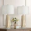 Possini Euro Design Bravo 28" Tall Geometric Modern Table Lamps Set of 2 Champagne Finish White Shade Living Room Bedroom Bedside Nightstand House - 2 of 4
